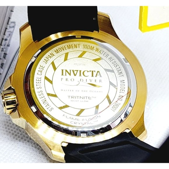 Invicta Pro Diver Men 50mm Stainless Steel Gold Black Chronograph Quartz Watch - Picture 4 of 16